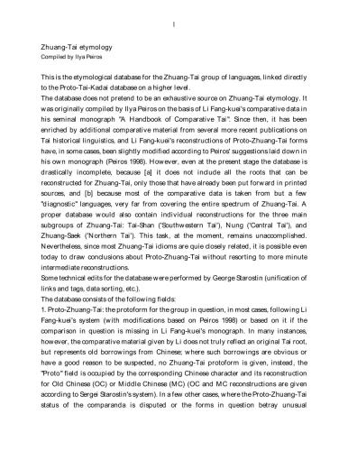 Zhuang-Tai etymology