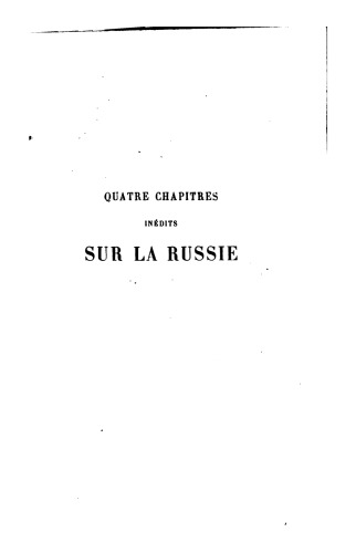 Quatre chapitres inédits sur la Russie