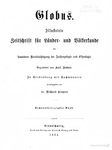 Globus. Illustrirte Zeitschrift für Länder- und Völkerkunde