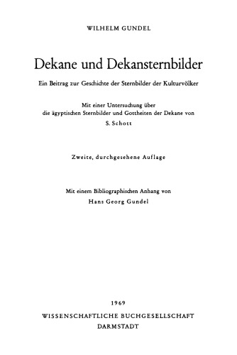 Dekane und Dekansternbilder : Ein Beitrag zur Geschichte der Sternbilder der Kulturvölker