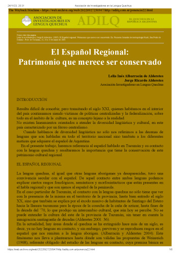 El Español regional: Patrimonio que merece ser conservado