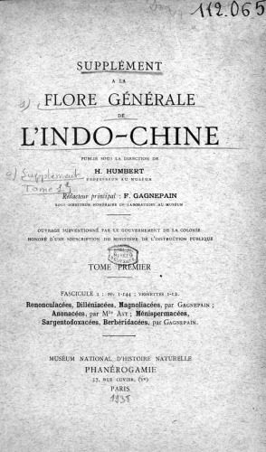 Supplément à la flore générale de l'Indo-Chine