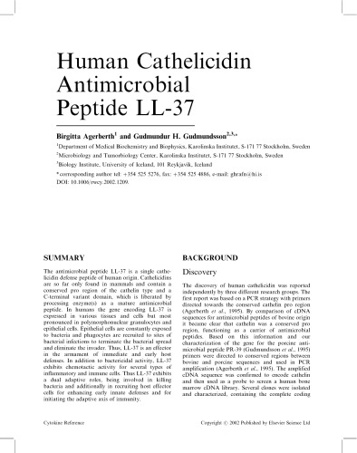 Cathelicidin Antimicrobial Peptide LL-37 Gudmundsson Human [Article]