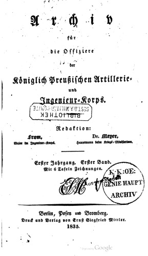 Archiv für die Offiziere der Königlich Preußischen Artillerie- und Ingenieur-Korps