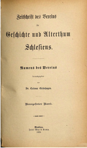 Zeitschrift des Vereins für Geschichte und Altertum Schlesiens