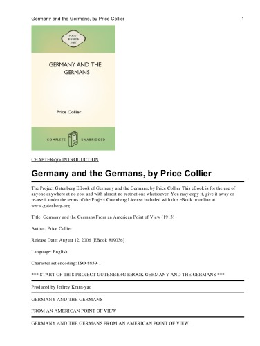 Germany and the Germans from an American Point of View