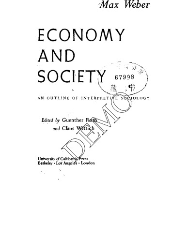Economy and Society: An Outline of Interpretive Sociology