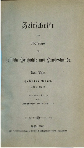 Zeitschrift des Vereins für hessische Geschichte und Landeskunde