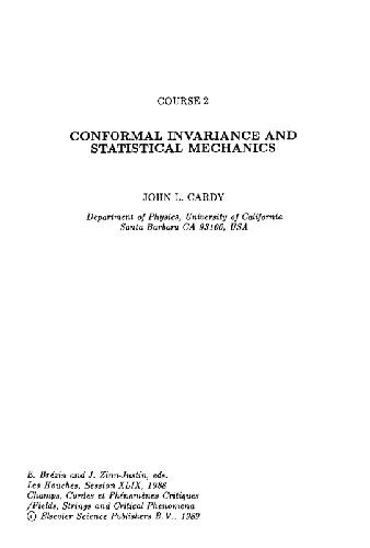Conformal invariance and statistical mechanics