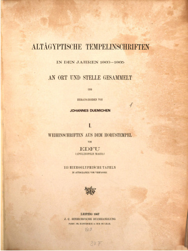 Weihinschriften aus dem Horus-Tempel von Edfu (Apollinopolis Magna)