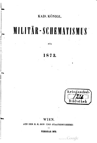 Militär-Schematismus des österreichischen Kaisertums für 1873