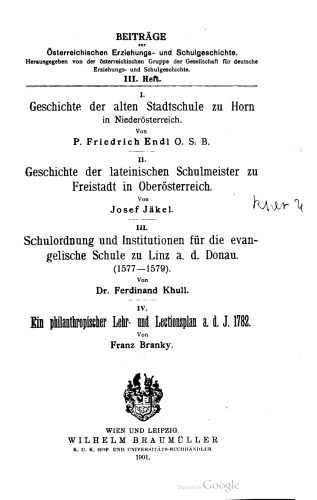 Beiträge zur österreichischen Erziehungs- und Schulgeschichte