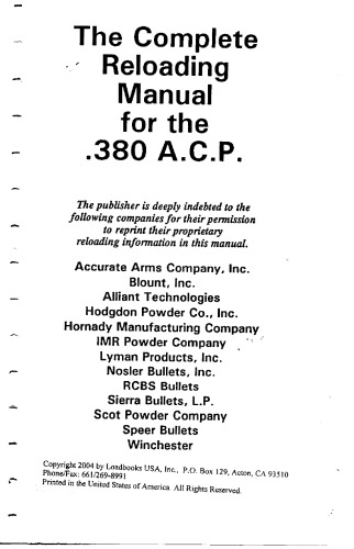 Loadbooks - 380 ACP
