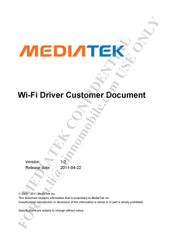 MT6573 YuSu Wi-Fi Driver Customer Document