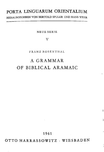 A Grammar of Biblical Aramaic