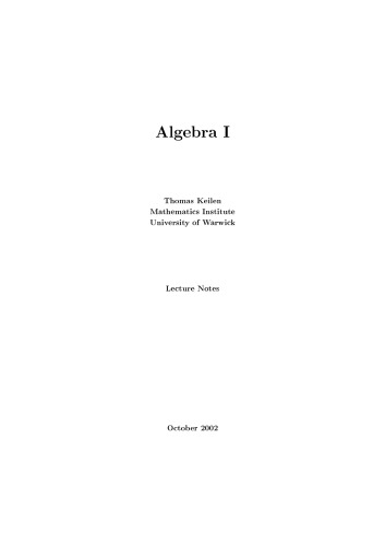 Algebra I. Lecture Notes