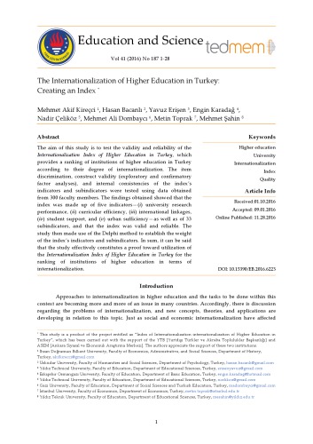 The Internationalization of Higher Education in Turkey: Creating an Index