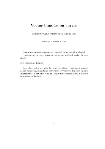 Vector Bundles on Curves