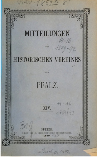 Mitteilungen des Historischen Vereins der Pfalz