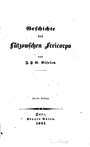 Geschichte des Lützowschen Freicorps [Freikorps]