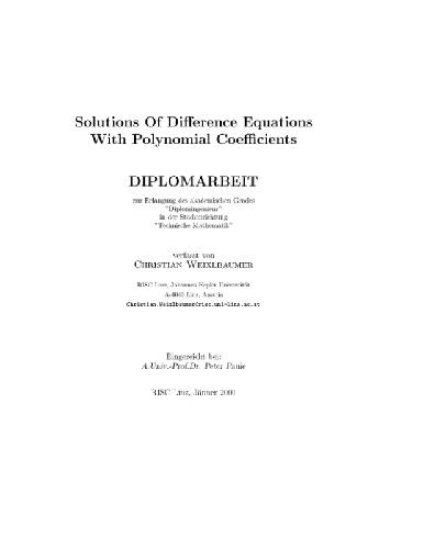 Solution of difference equations with polynomial coefficients