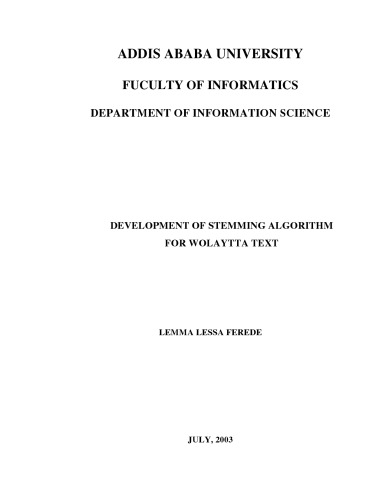 Development of stemming algorithm for Wolayyta text