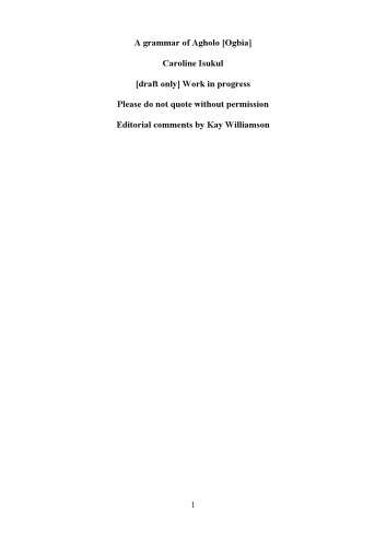 A grammar of Agholo [Ogbia]