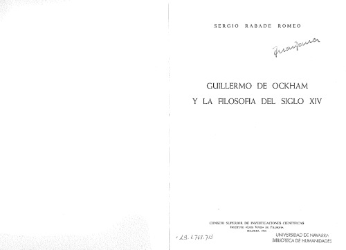 Guillermo de Ockham y la filosofía del siglo XIV