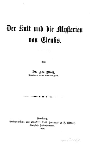 Der Kult und die Mysterien von Eleusis