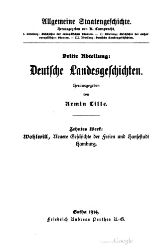Neuere Geschichte der Freien und Hansestadt Hamburg insbesondere von 1789 bis 1815