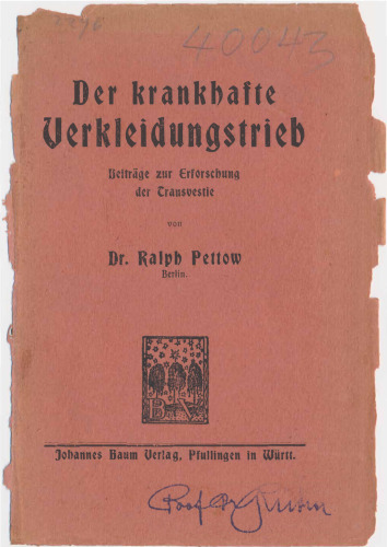 Der krankhafte Verkleidungstrieb