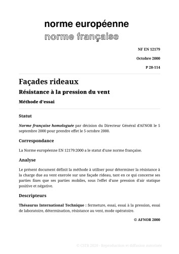 NF P28 - Façades légères