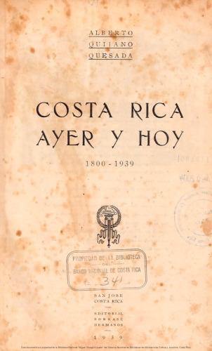 Costa Rica ayer y hoy 1800-1939