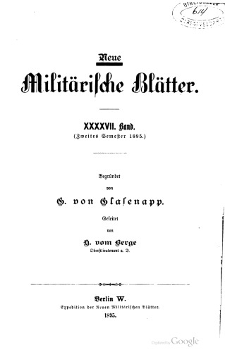 Neue Militärische Blätter / Zweites Semester 1895