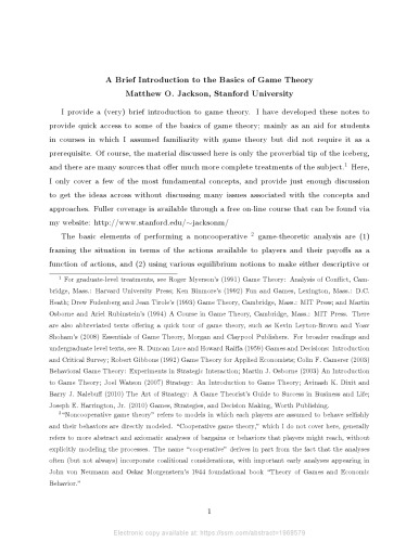 A Brief Introduction to the Basics of Game Theory