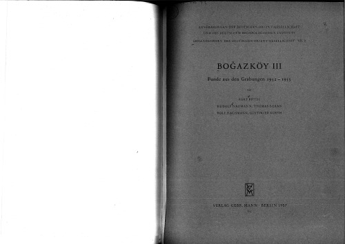 Boğazköy III Funde aus den Grabungen 1952-1955