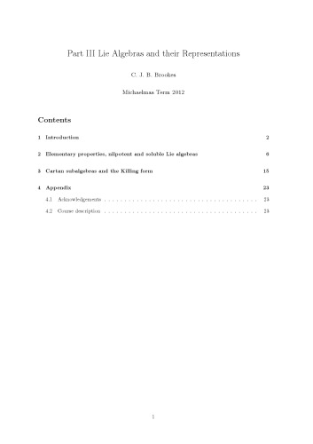 Part III Lie Algebras and their Representations, Michaelmas 2012