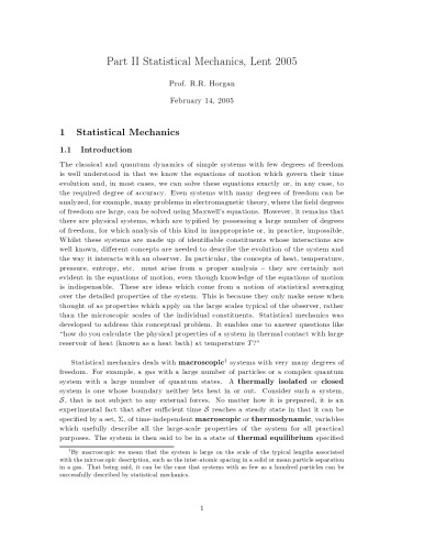 Statistical Mechanics