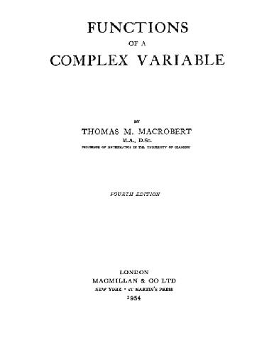 Functions of a complex variable