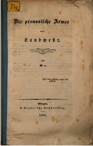Die preußische Armee ohne Landwehr