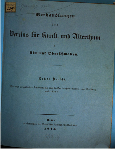 Verhandlungen des Vereins für Kunst und Altertum in Ulm und Oberschwaben