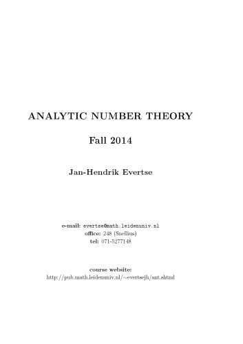 Analytic number theory