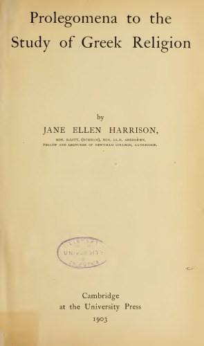 Prolegomena to the study of Greek religion
