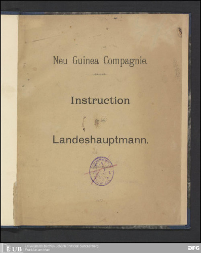 Instruction [Instruktion] für den Landeshauptmann