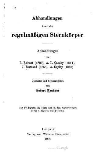 Abhandlungen über die regelmäßigen Sternkörper (1809, 1811, 1858, 1859),
