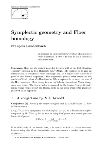 Symplectic geometry and Floer homology