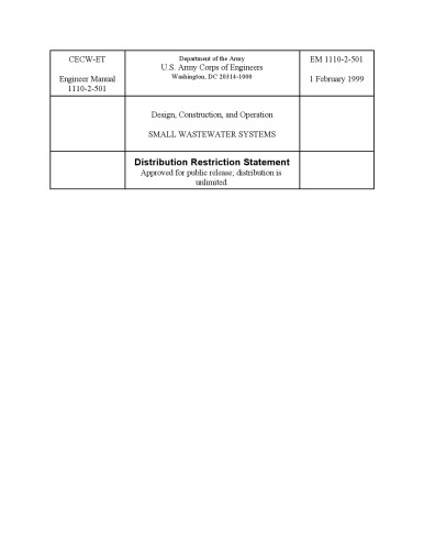Design, construction, and operation : small wastewater systems