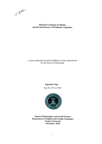 Dialectal Variations in Mising and the Interference of Dominant Languages