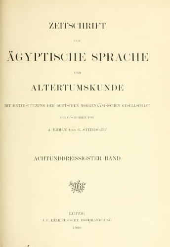 Zeitschrift für Ägyptische Sprache und Altertumskunde