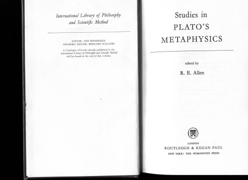 Studies in Plato's Metaphysics